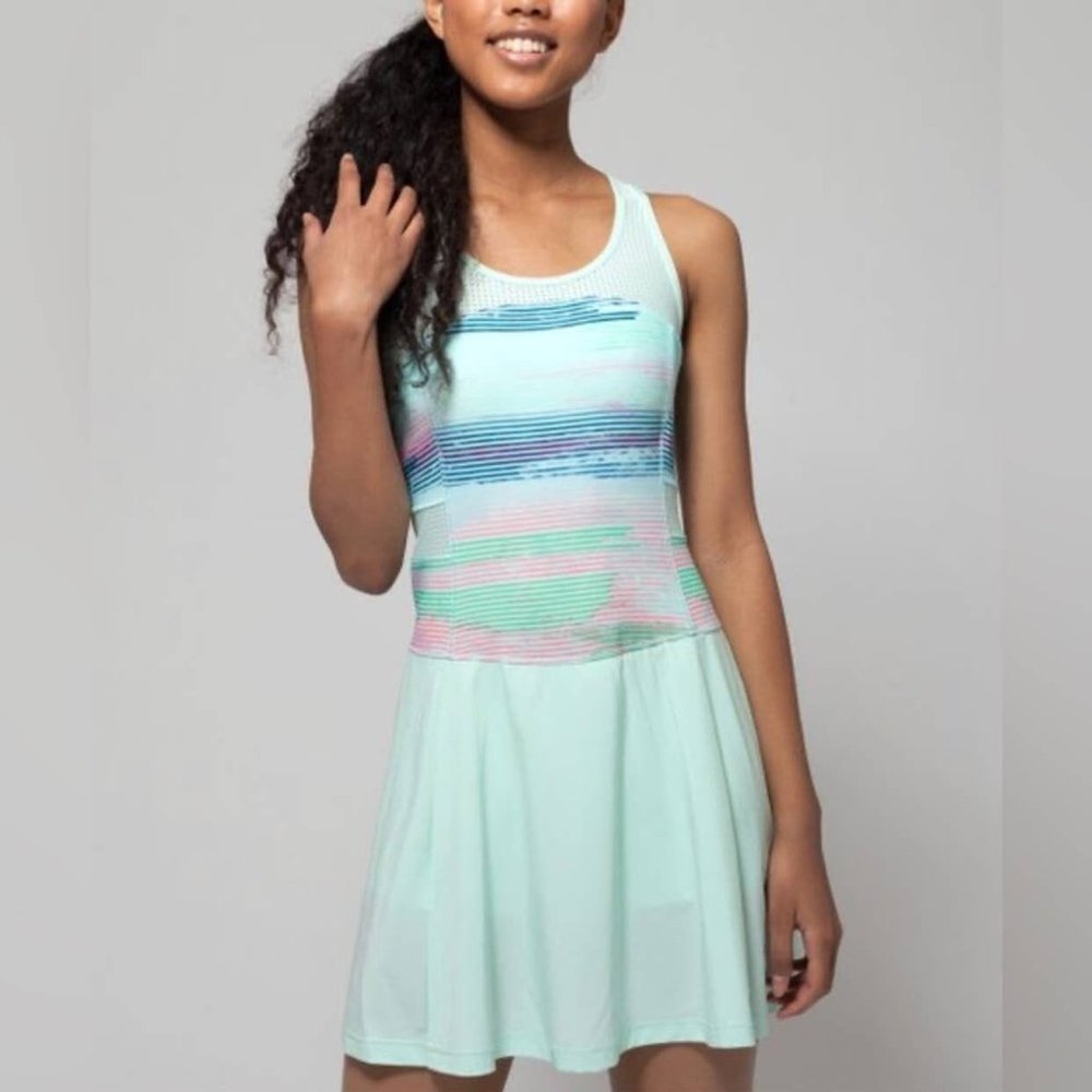 Ivivva by Lululemon Tennis Dress Ocean Motion Aquamarine Flashlight Size 14